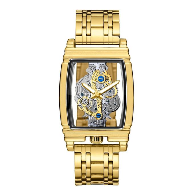 Men's Gold Skeleton Watch – Hollow Dial, Mechanical Style, Luxury Design