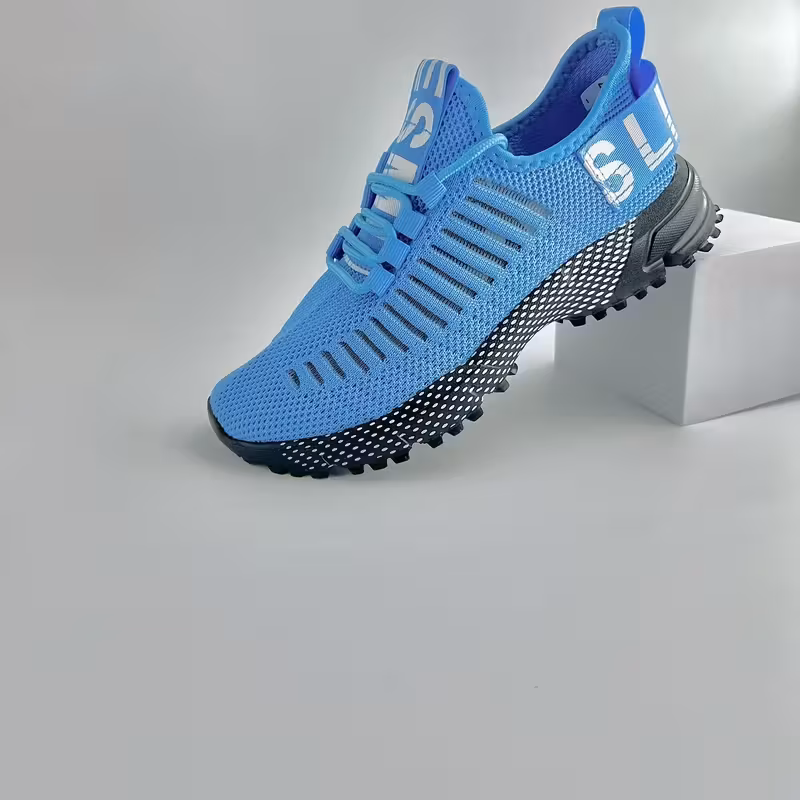 Men’s Flight Knit Running Shoes – Lightweight, Breathable, Cushioned Trail Shoes for Hiking & Tennis (Blue/Light)