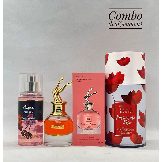 Fragrance Avenue 3-in-1 Women’s Gift Set – Scandal EDP + My Dear Body Spray + Body Mist