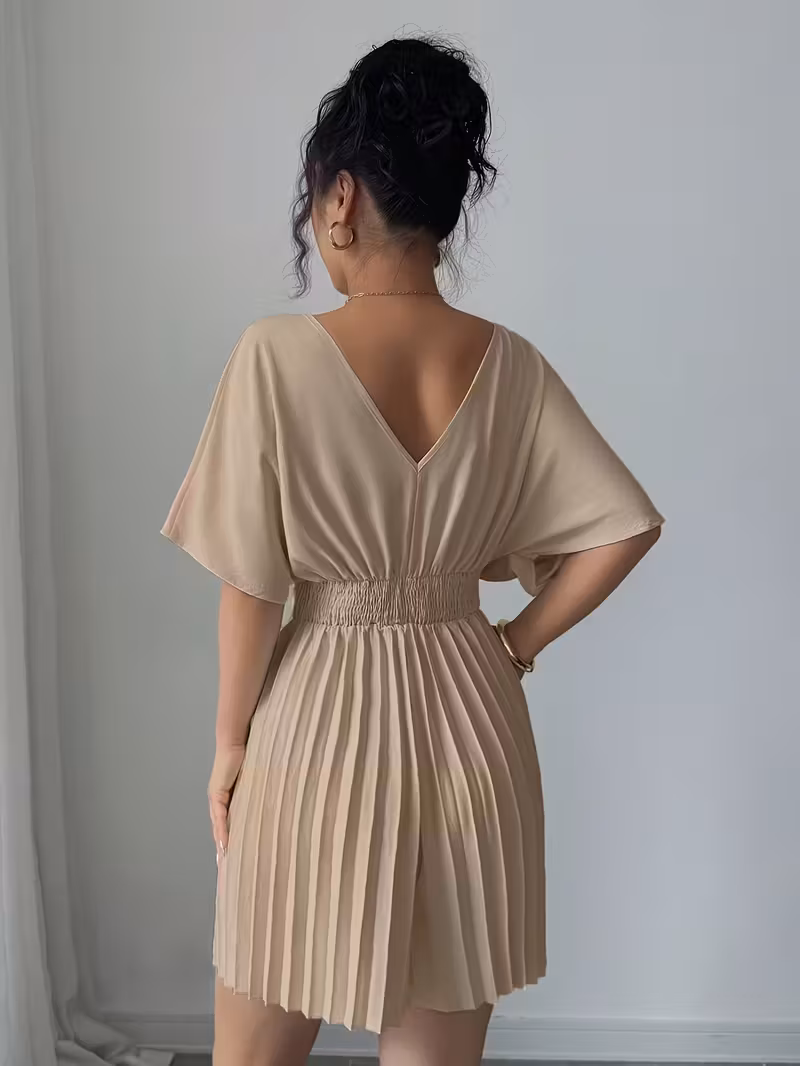 Unique Women’s V-Neck Solid Color Jumpsuit – Long Sleeve, Formal & Elegant One-Piece Outfit