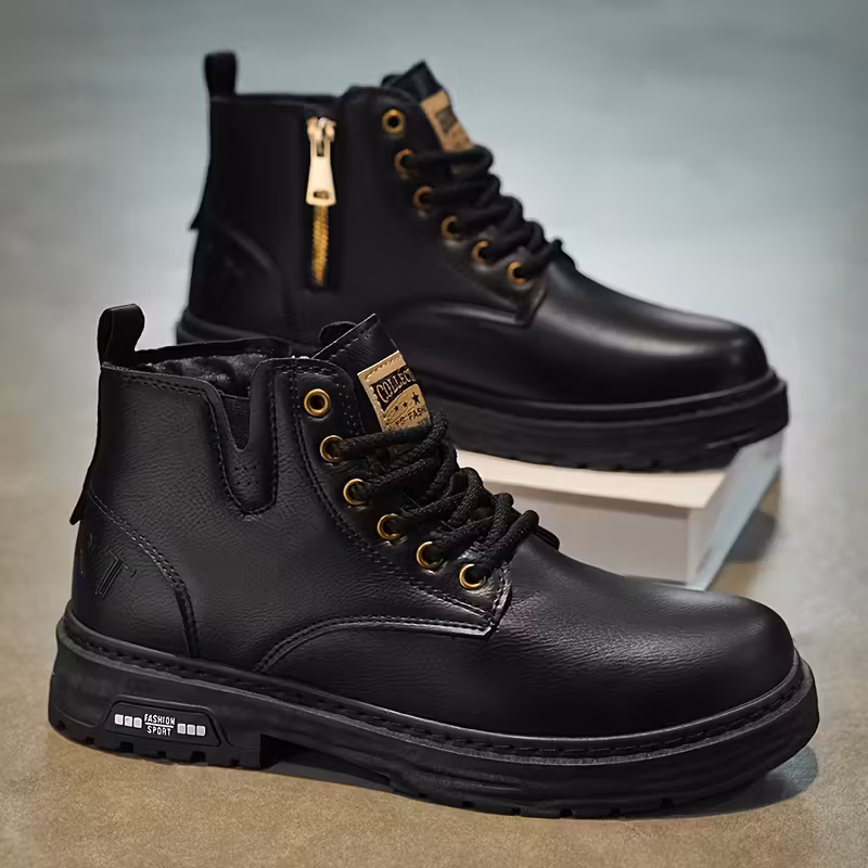 Men's Mid-Cut Casual Shoes, Retro Style Autumn Sneakers with Thick Comfortable Sole
