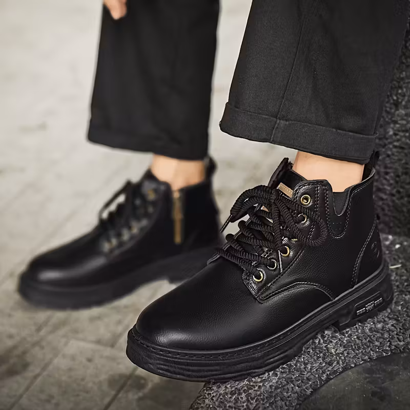 Men's Mid-Cut Casual Shoes, Retro Style Autumn Sneakers with Thick Comfortable Sole