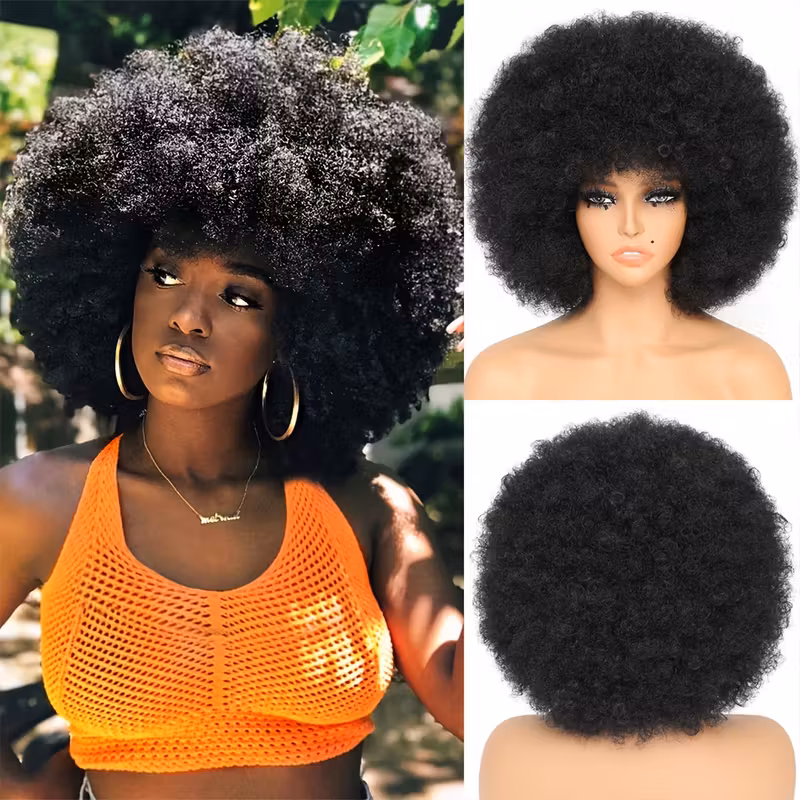 Large Bouncy Afro Kinky Curly Wig – Natural-Looking Full Puff Wig with Soft Texture for Party, Cosplay & Daily Wear