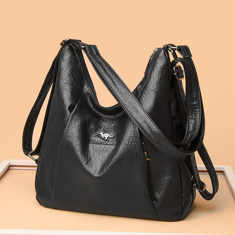 Women’s Retro PU Leather Hobo Bag – Large Capacity Shoulder Bag & Convertible Backpack Purse in Solid Color