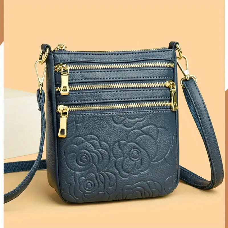 Genuine Leather Women’s Shoulder Bag – Multi-Layer Business Commuter Tote with Zipper Pockets, Versatile Crossbody & Travel Backpack Style