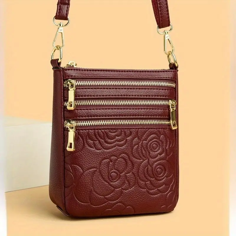 Genuine Leather Women’s Shoulder Bag – Multi-Layer Business Commuter Tote with Zipper Pockets, Versatile Crossbody & Travel Backpack Style