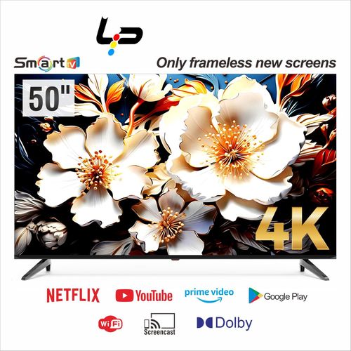 LP Smart TV 50-4K UHD-Android 14.0-1.5+8G-Frameless-WiFi-3 HDMI + 2 USB+ 1 year warranty - Black