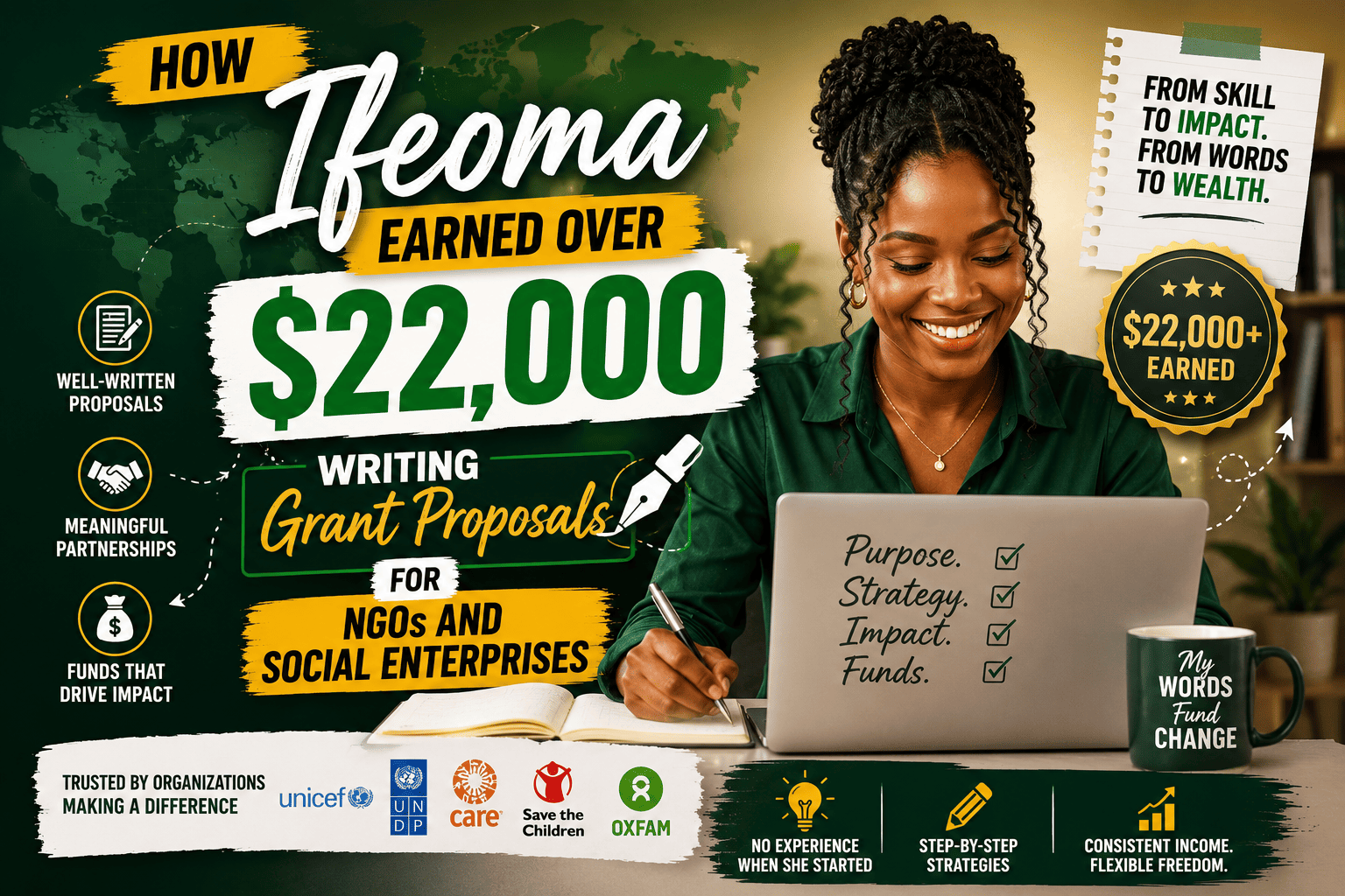 How Ifeoma Earned Over $22,000 Writing Grant Proposals for NGOs and Social Enterprises