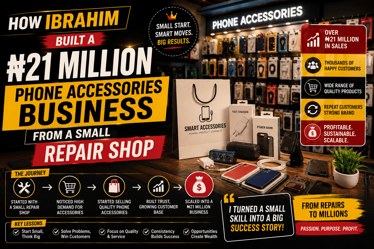 How Ibrahim Built a ₦21 Million Phone Accessories Business From a Small Repair Shop