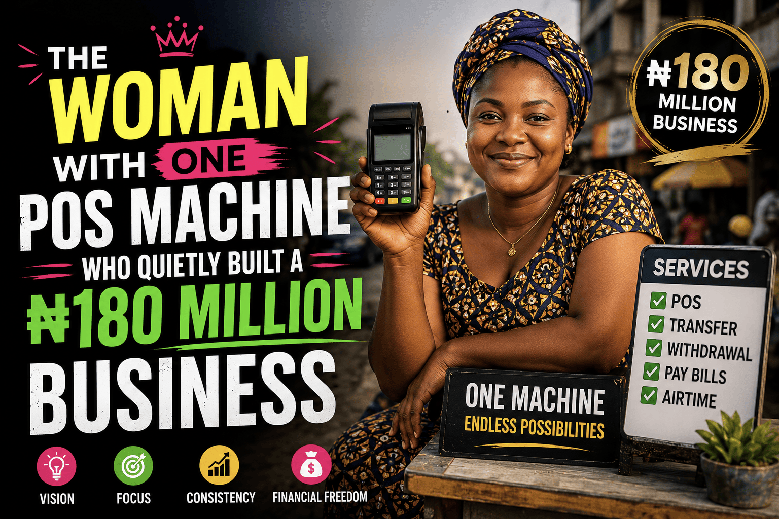 The Woman With One POS Machine Who Quietly Built a ₦180 Million Business on the Side of the Road